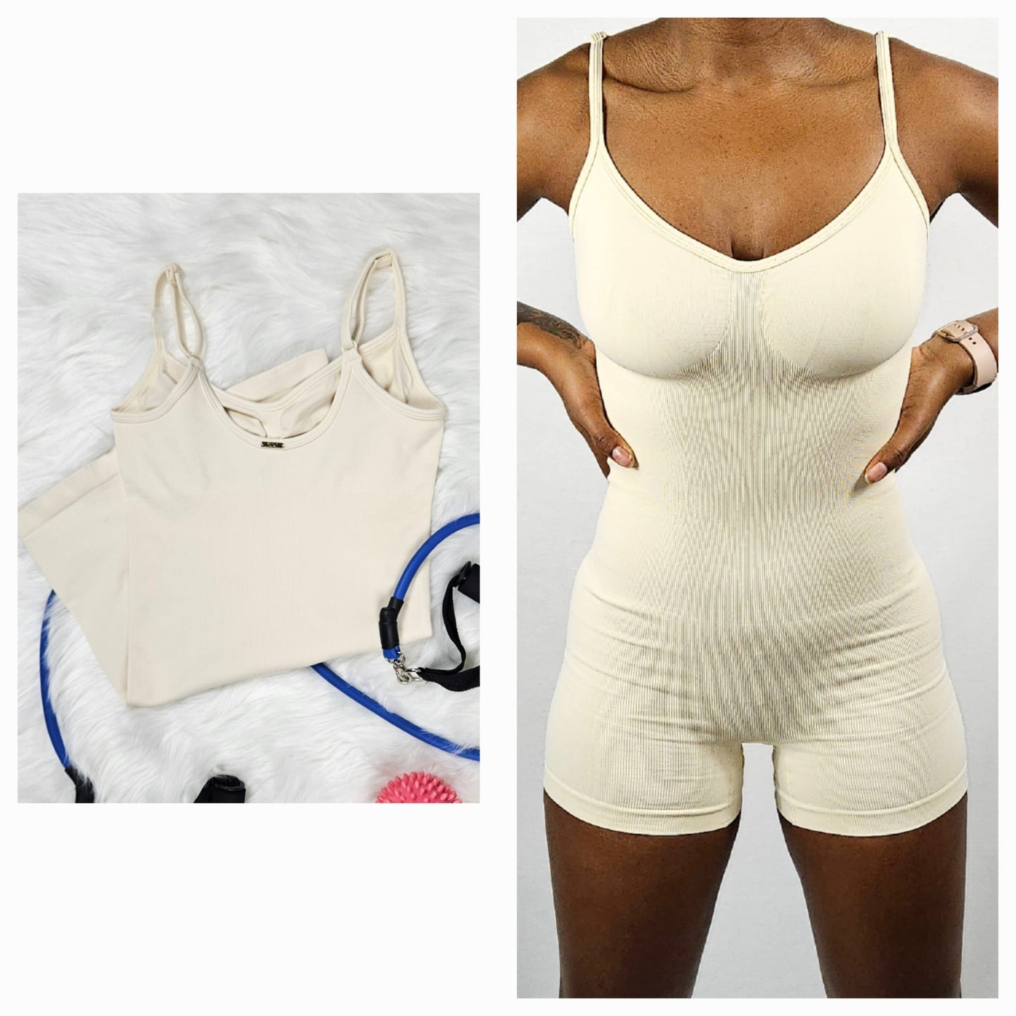 Ribbed yoga shorts jumpsuit