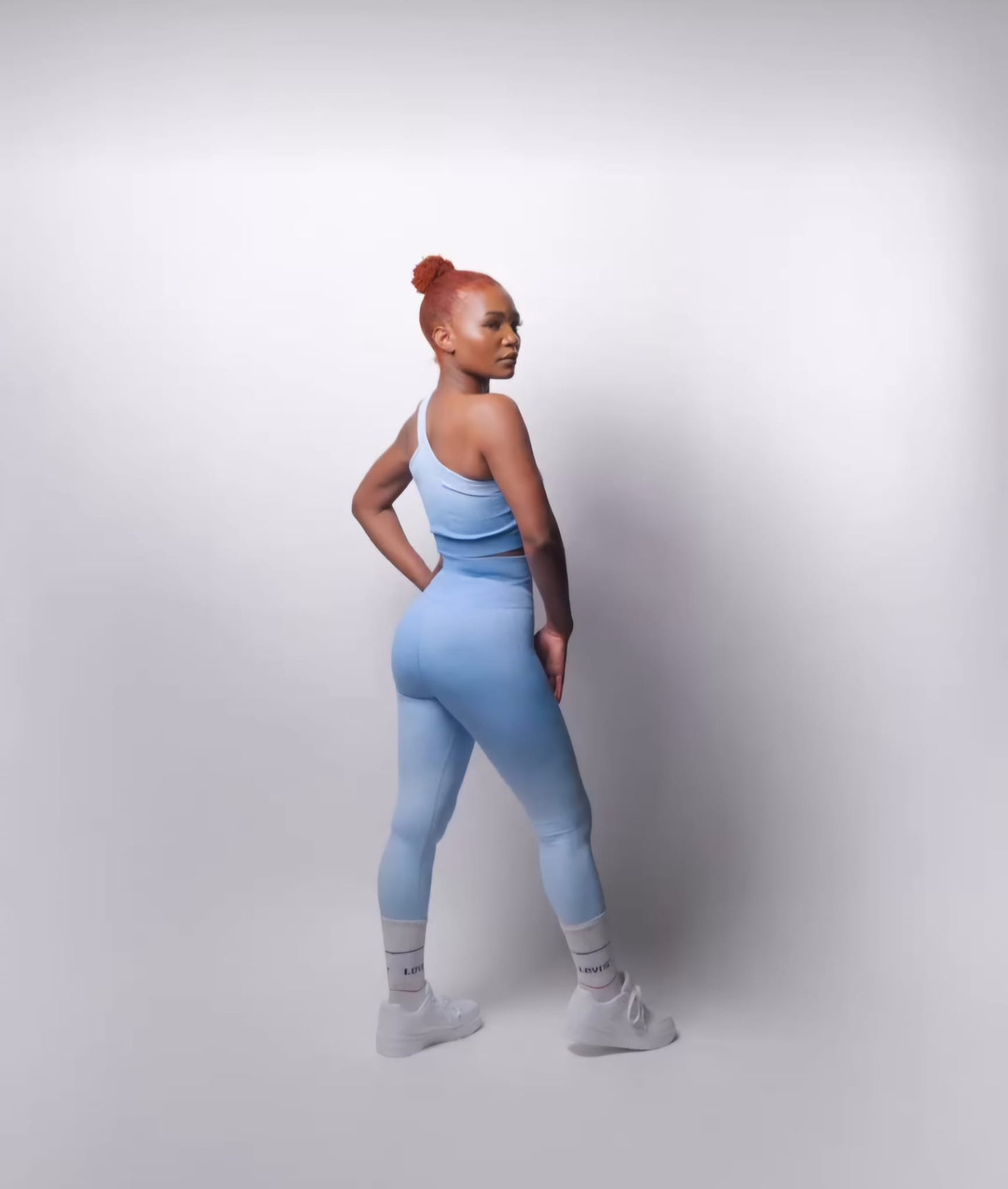 Ombre ribbed sports top light blue
