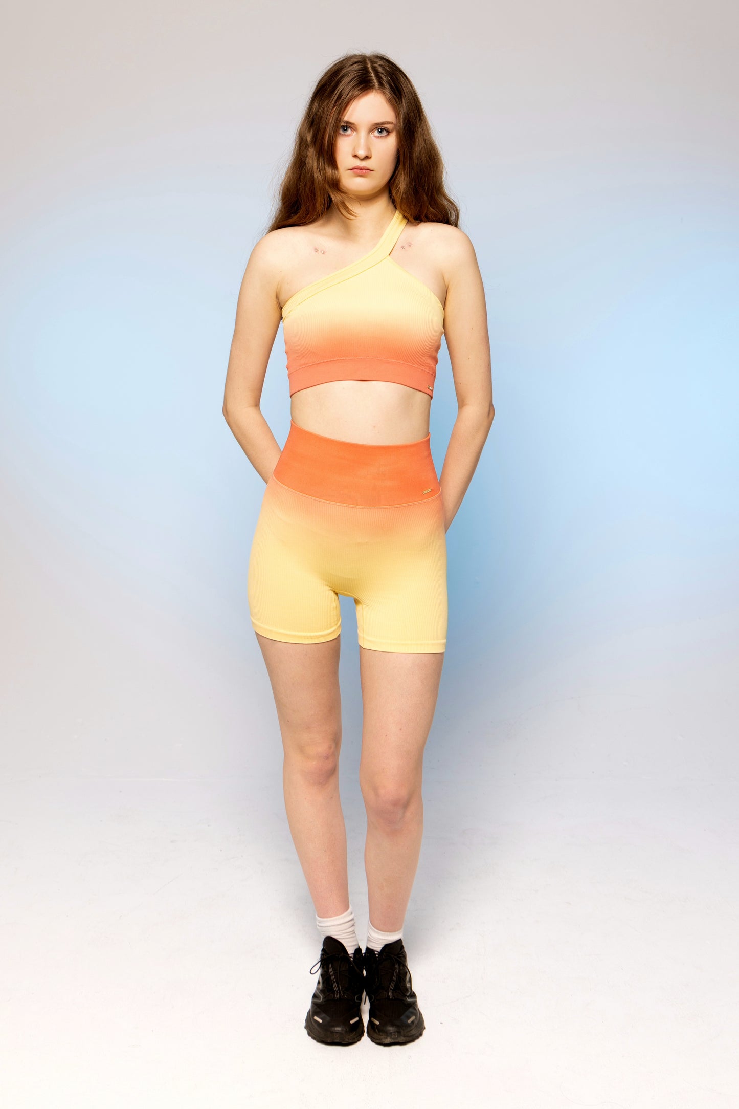 Ribbed ombre sports bra yellow/orange