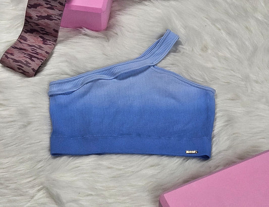 Ombre ribbed sports top light blue