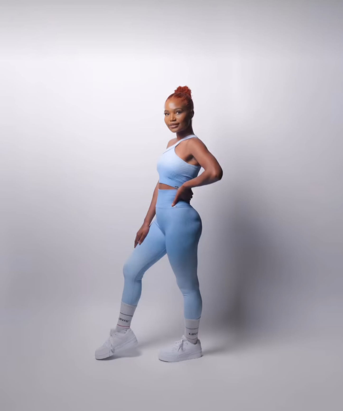 Ombre ribbed sports top light blue