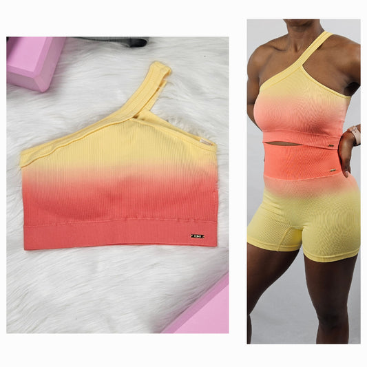 Ribbed ombre sports bra yellow/orange