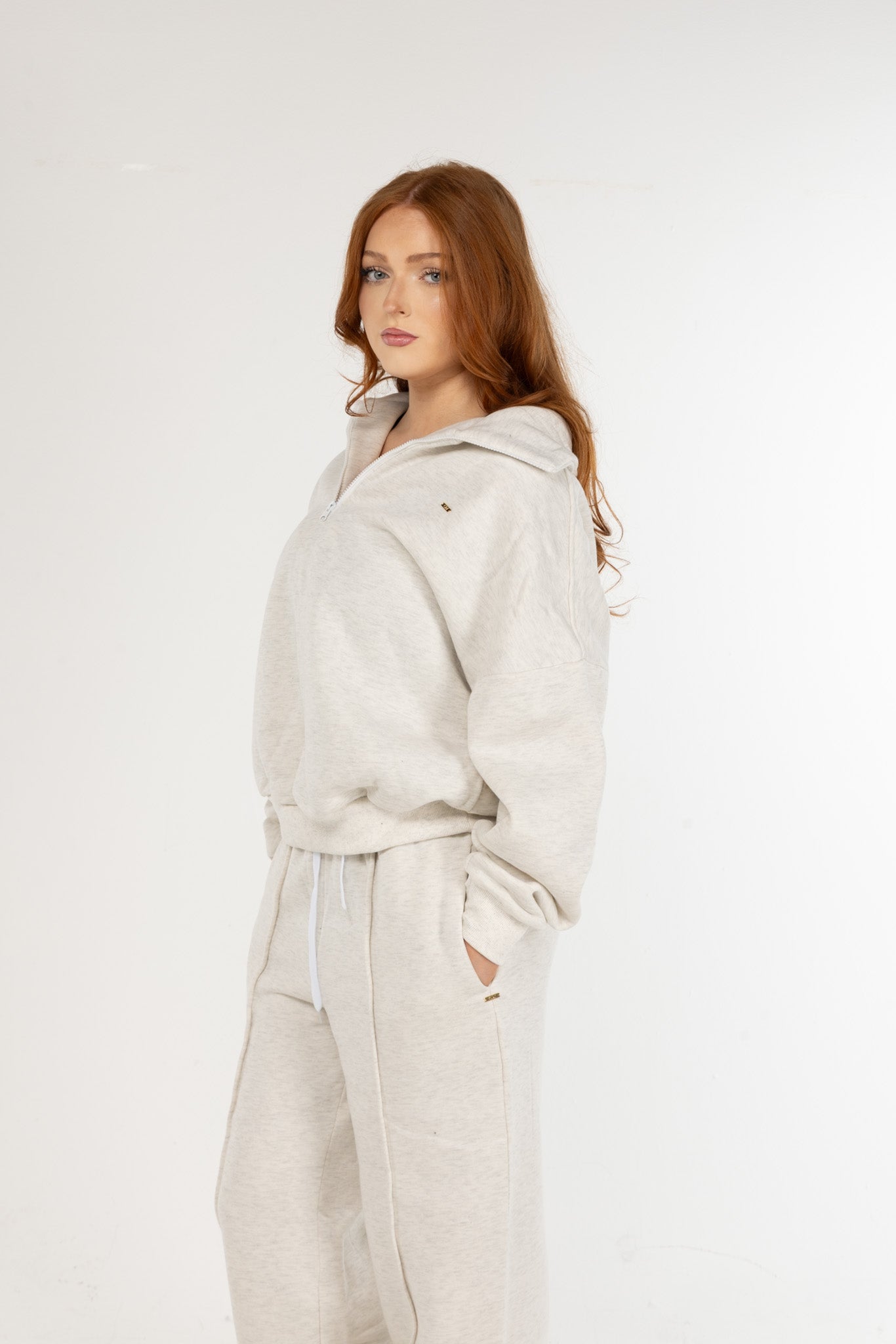 Elevate Half Zip Sweatshirt – Oatmeal
