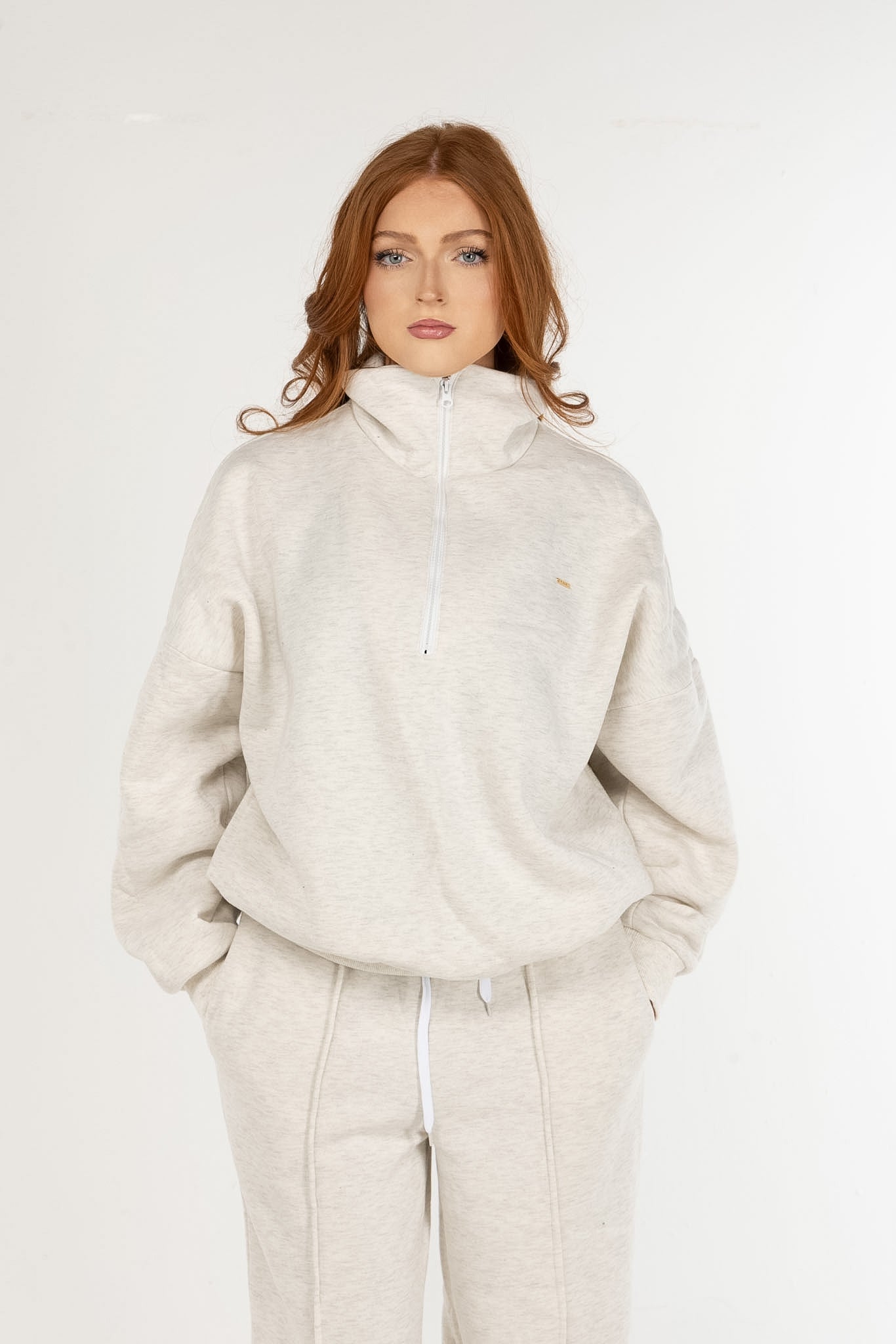 Elevate Half Zip Sweatshirt – Oatmeal