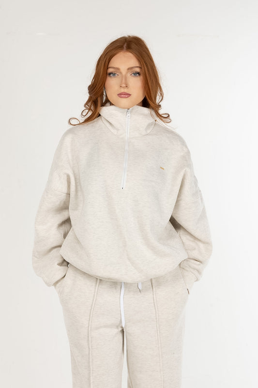 Elevate Half Zip Sweatshirt – Oatmeal